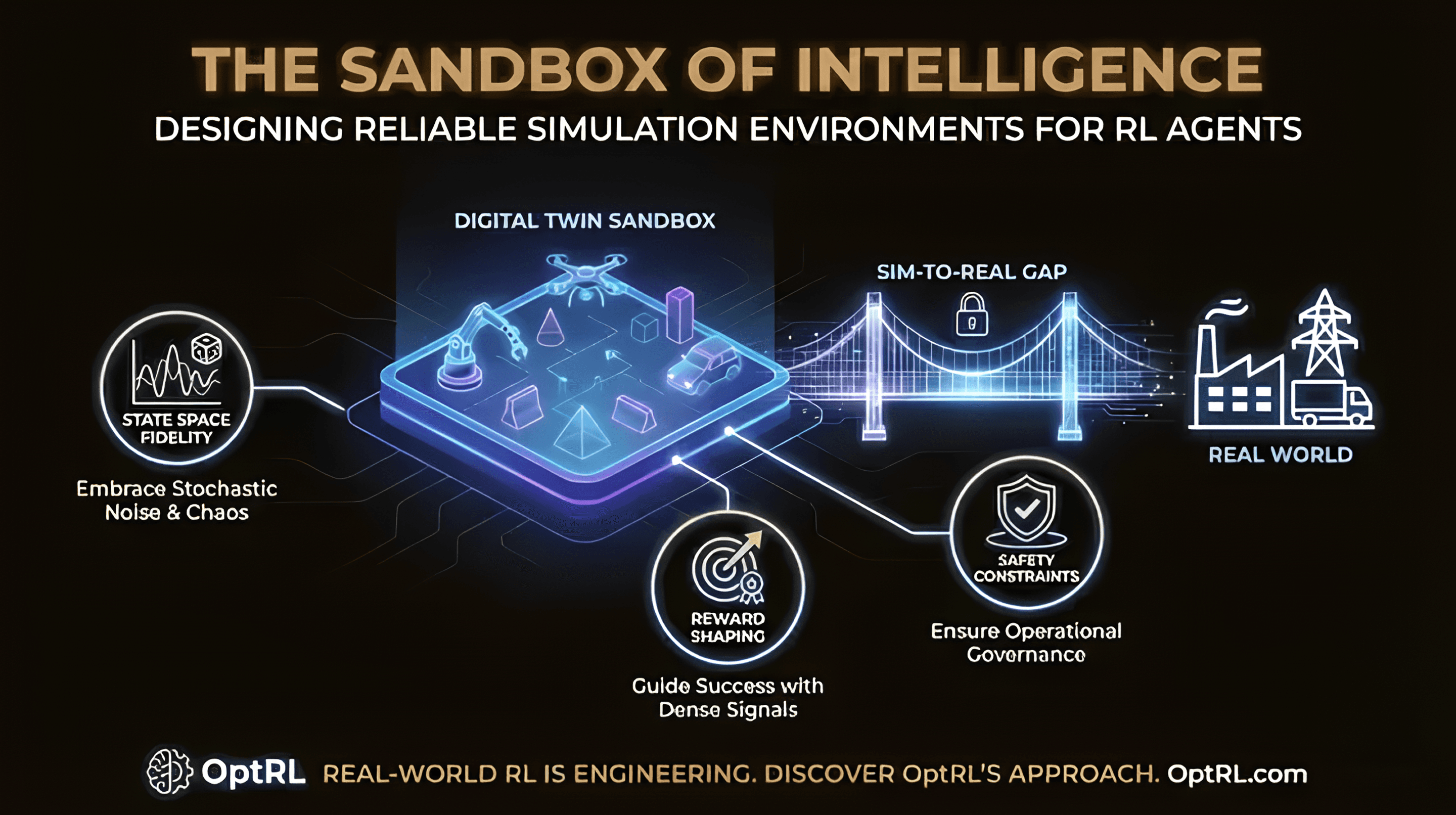 Enterprise reinforcement learning simulation environment used to train and validate adaptive decision systems before production deployment