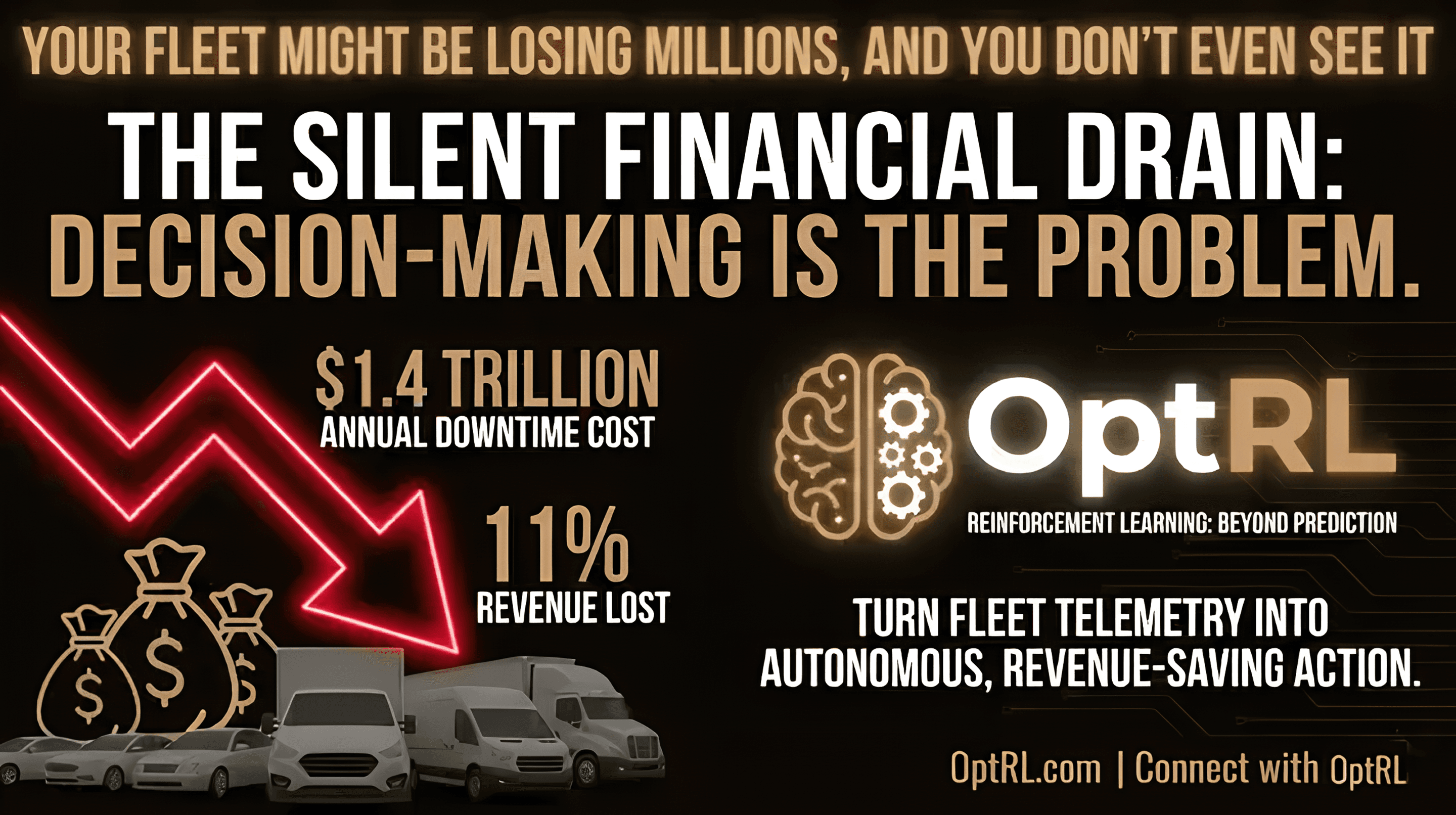 Enterprise reinforcement learning system optimizing fleet operations to reduce downtime costs and improve long-term operational performance